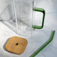 Glass tumbler with bamboo lid, glass straw and handle